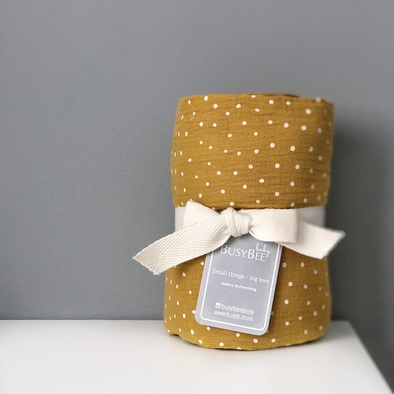 Двусторонняя пеленка LITTLE DOTS охра