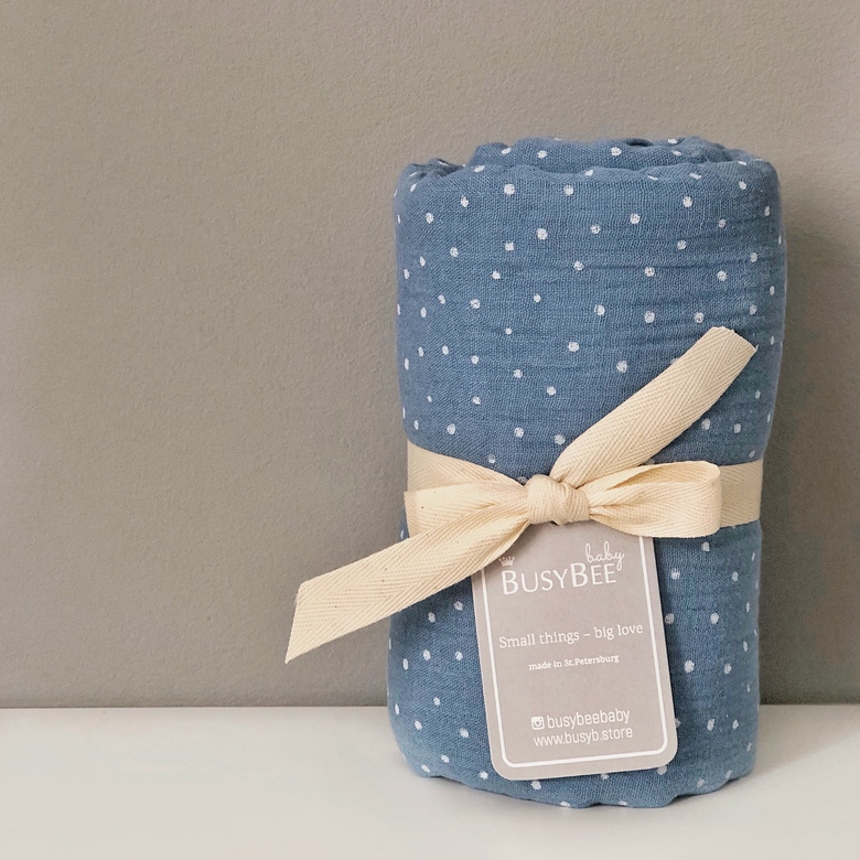 Двусторонняя пеленка LITTLE DOTS голубая