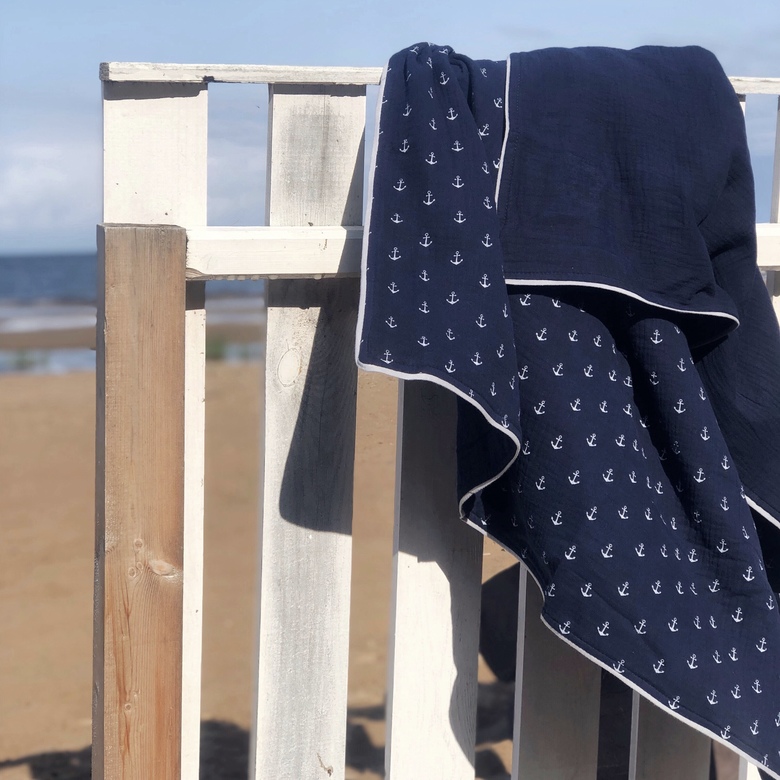 Одеяло из муслина SEA темно-синее