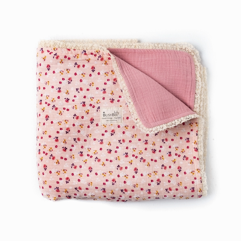 Одеяло из муслина FLORA розовое