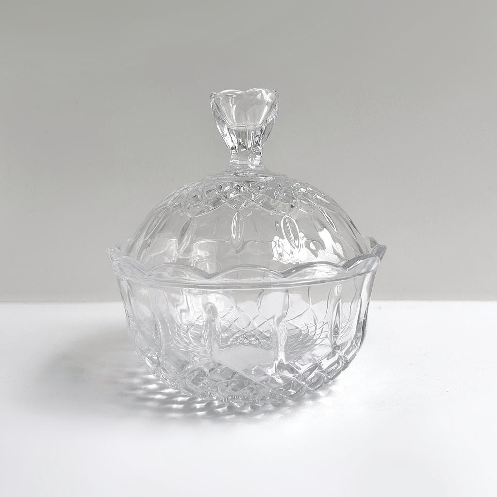 Хрустальная бисквитница с крышкой