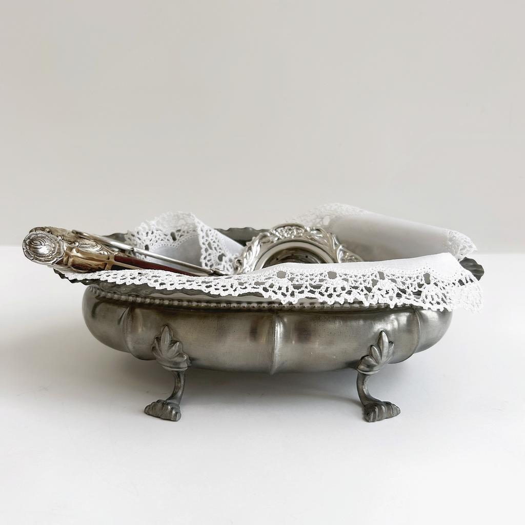 Блюдо/кашпо на ножках, олово