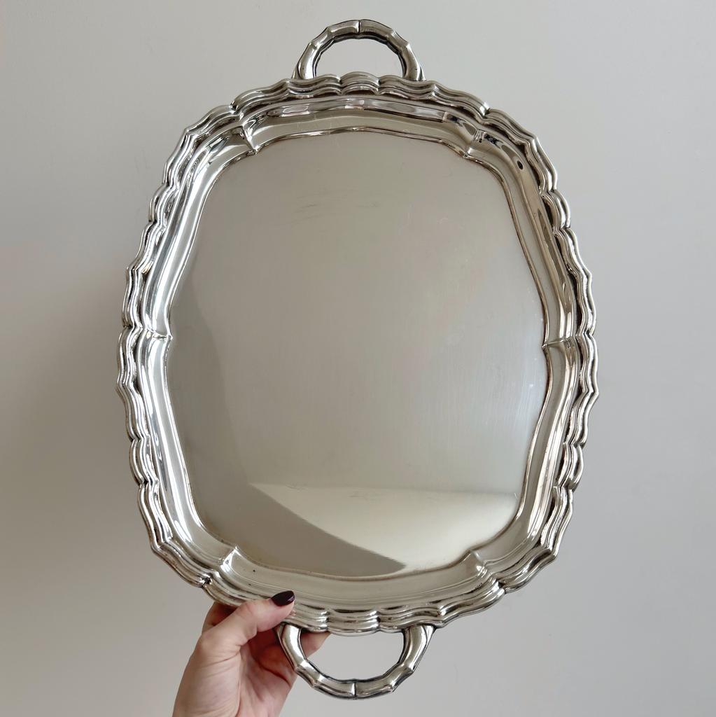 Большой поднос со вставкой из стекла