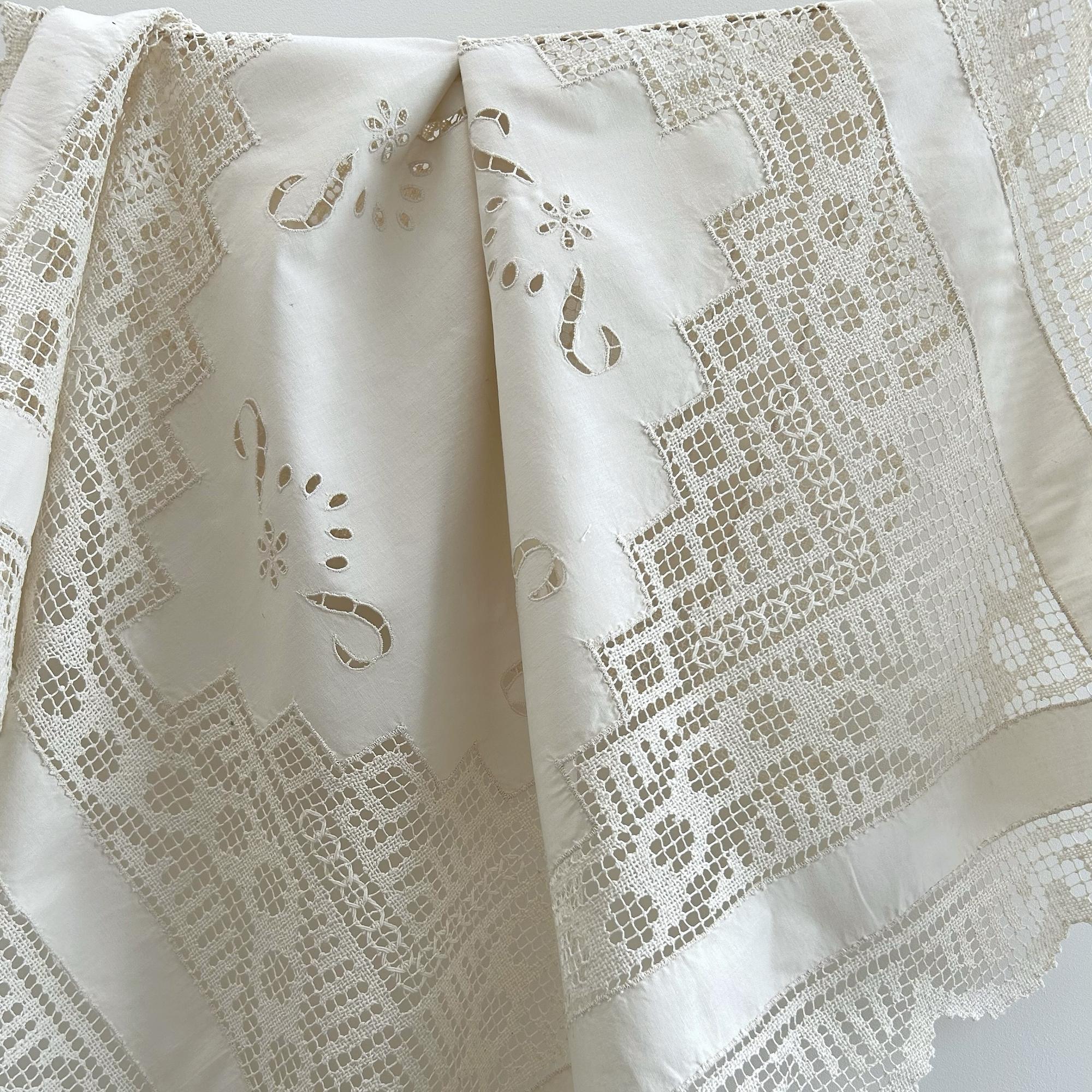 Старинная кофейная скатерть/наперон ручной работы