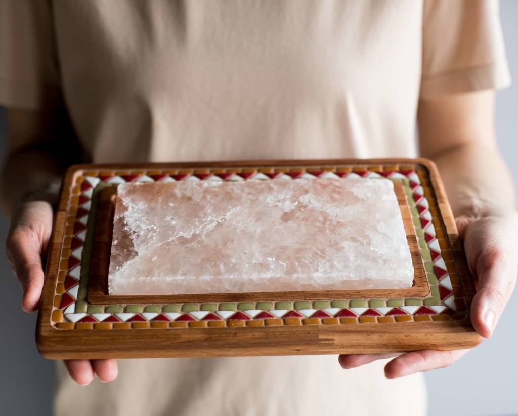 Доска буковая с мозаикой и гималайской солью