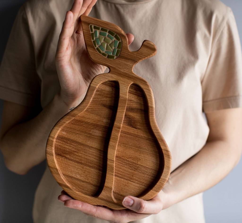 Менажница буковая с мозаикой «Груша»