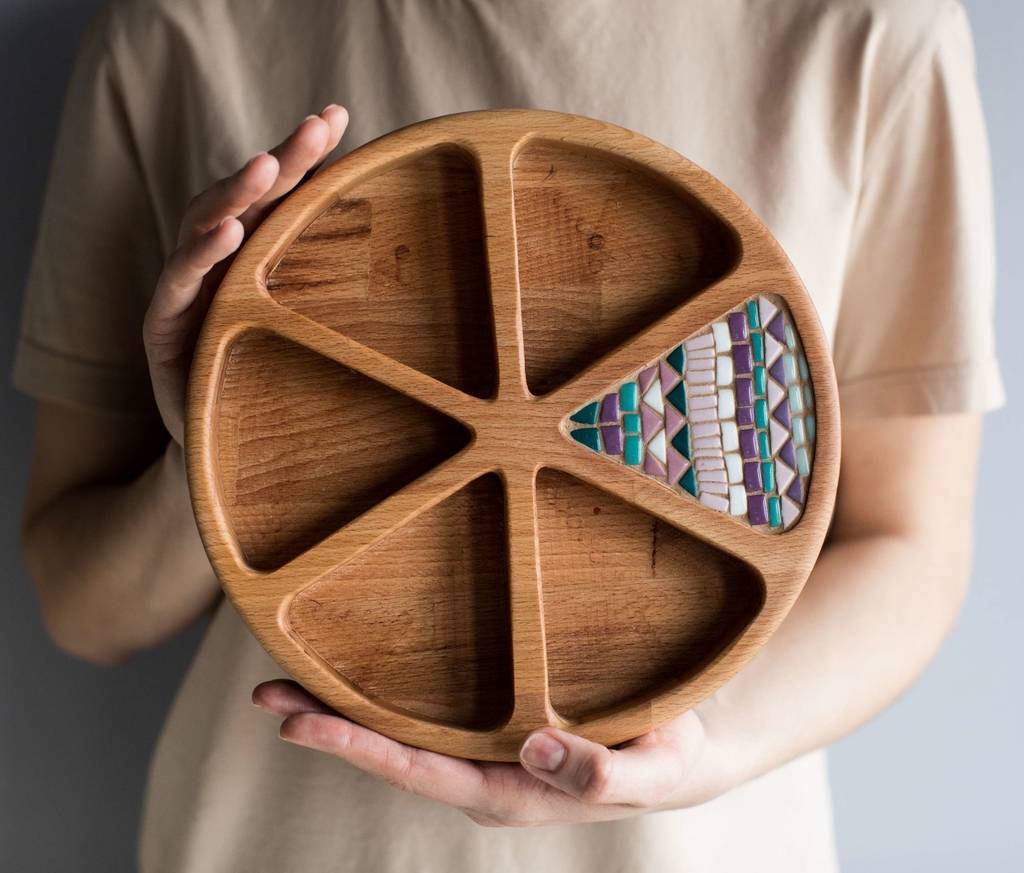 Менажница буковая с мозаикой «Дольки»