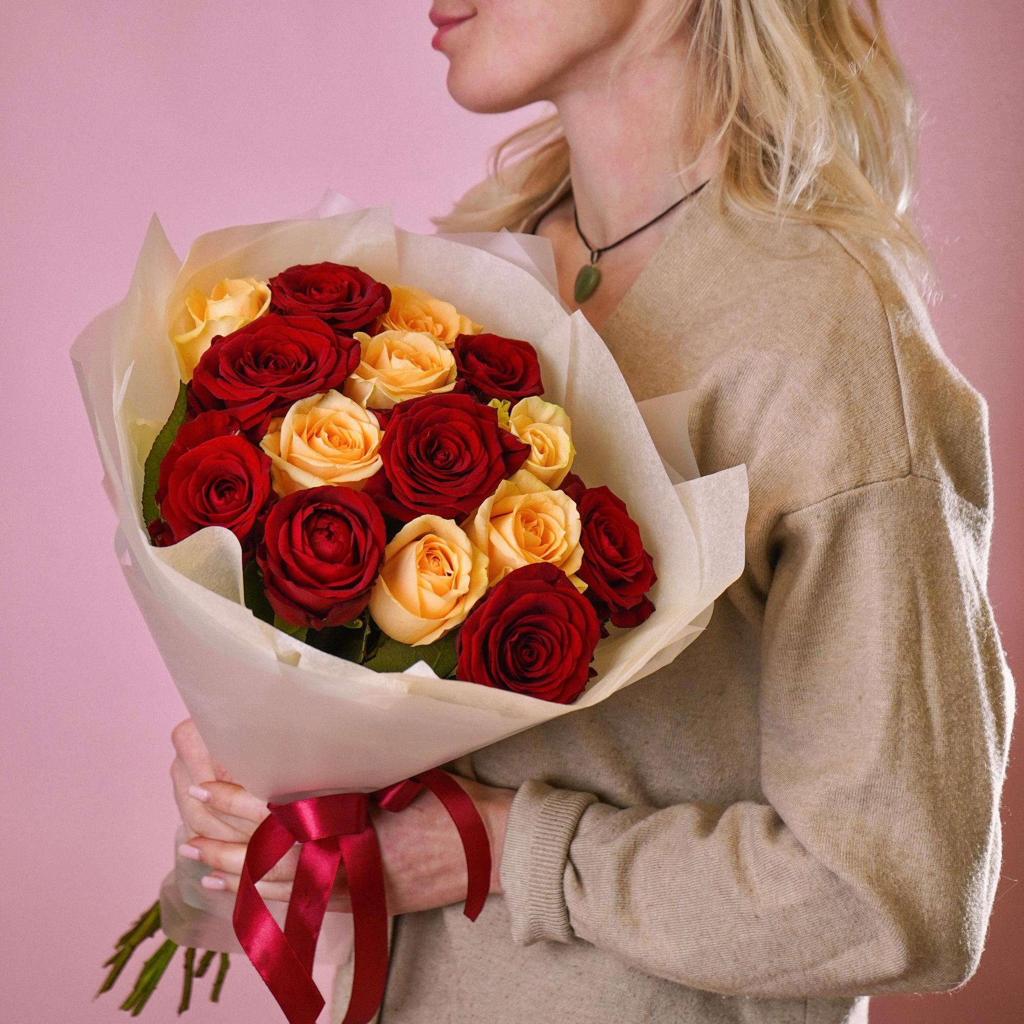 Букет «Peach and Red»