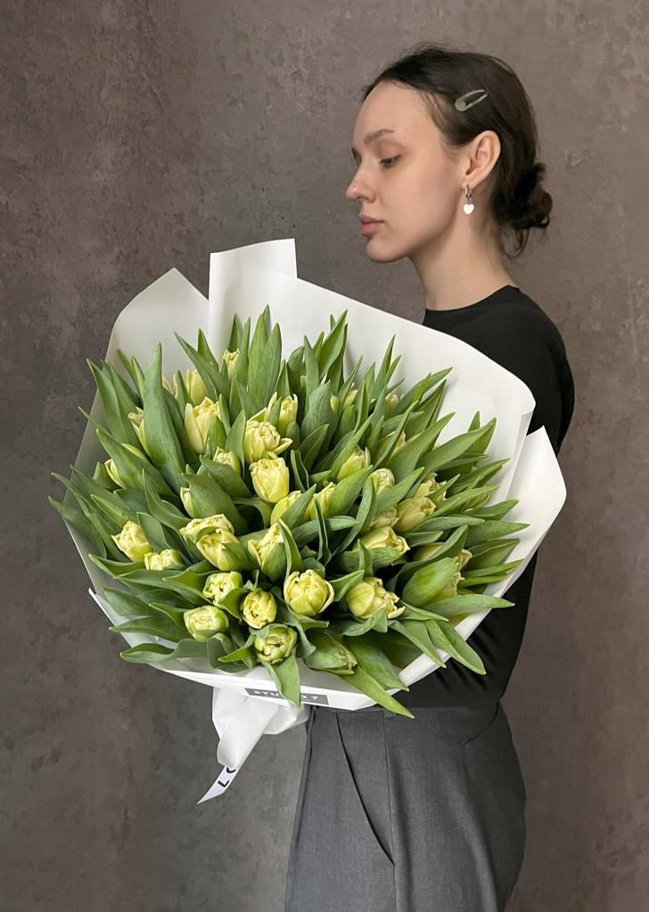 Тюльпаны пионовидные сливочные