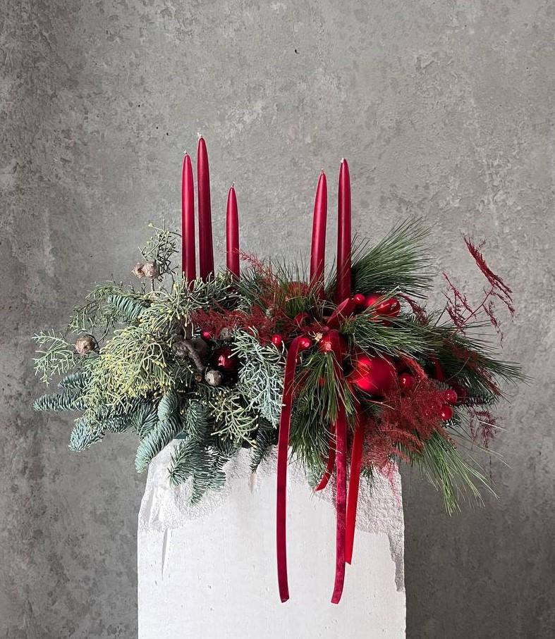 Композиция со свечами Зимний гранат