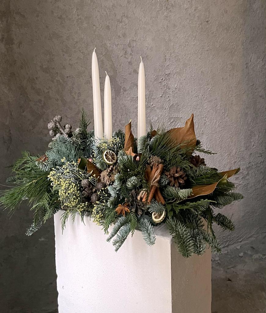 Композиция со свечами Лесная