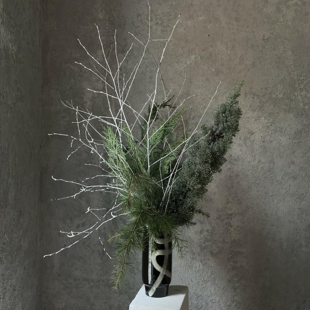 Микс хвои с заснеженными ветками