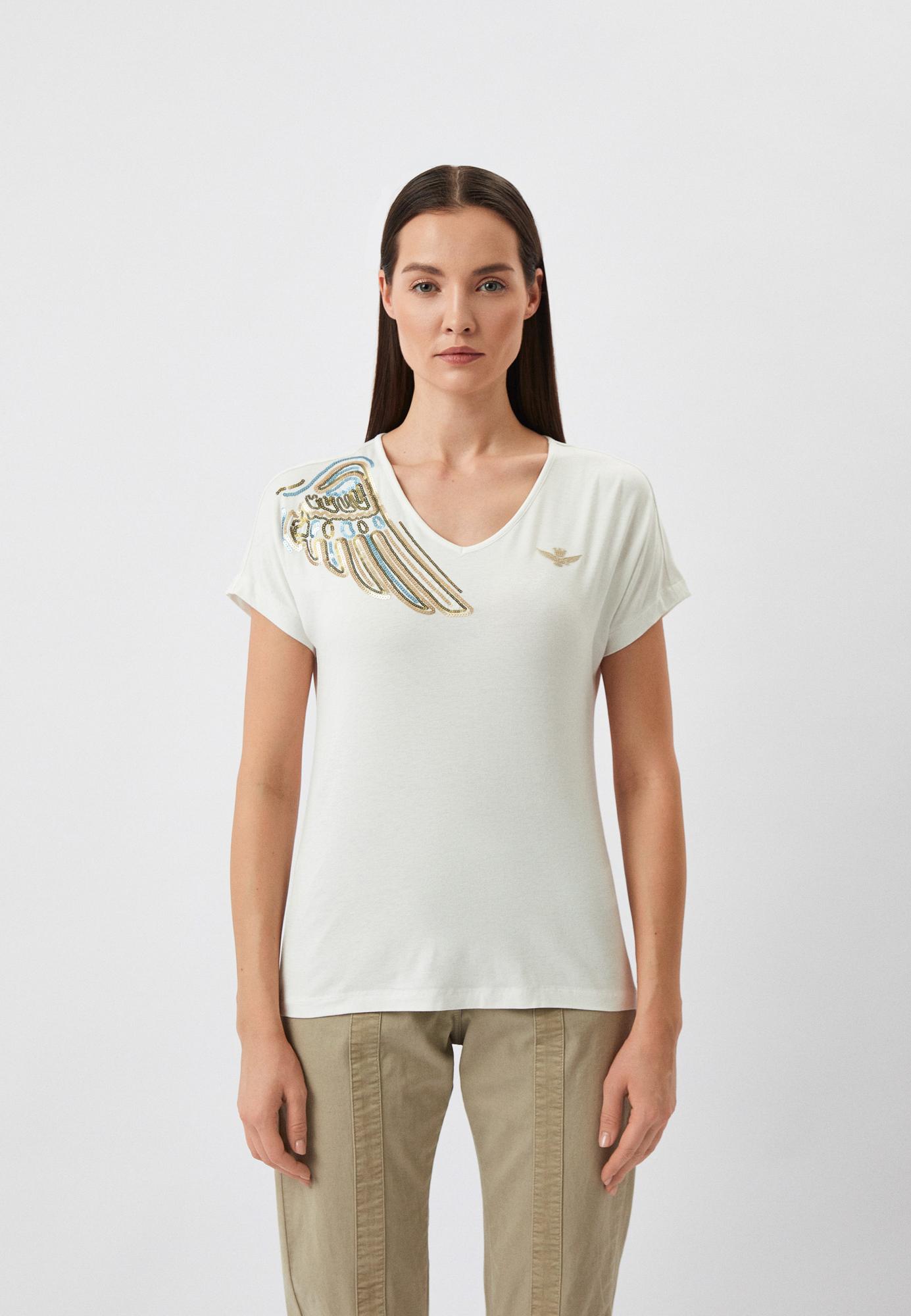Футболка жен. AERONAUTICA 2110 белая, палетки
