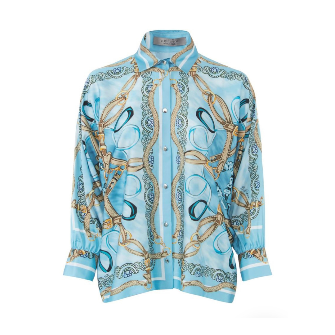 Рубашка D.EXTERIOR 56641 бирюзовая цепи