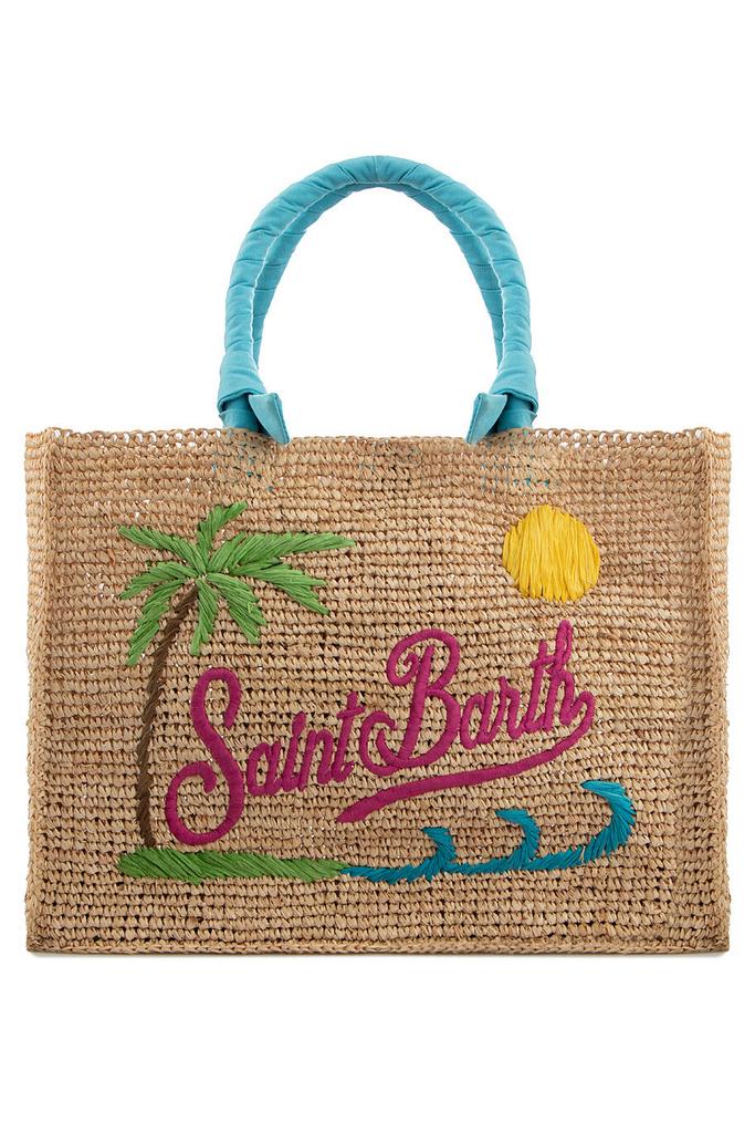 Сумка пляжная Saint Barth Vanity 013 плетеная голубые ручки