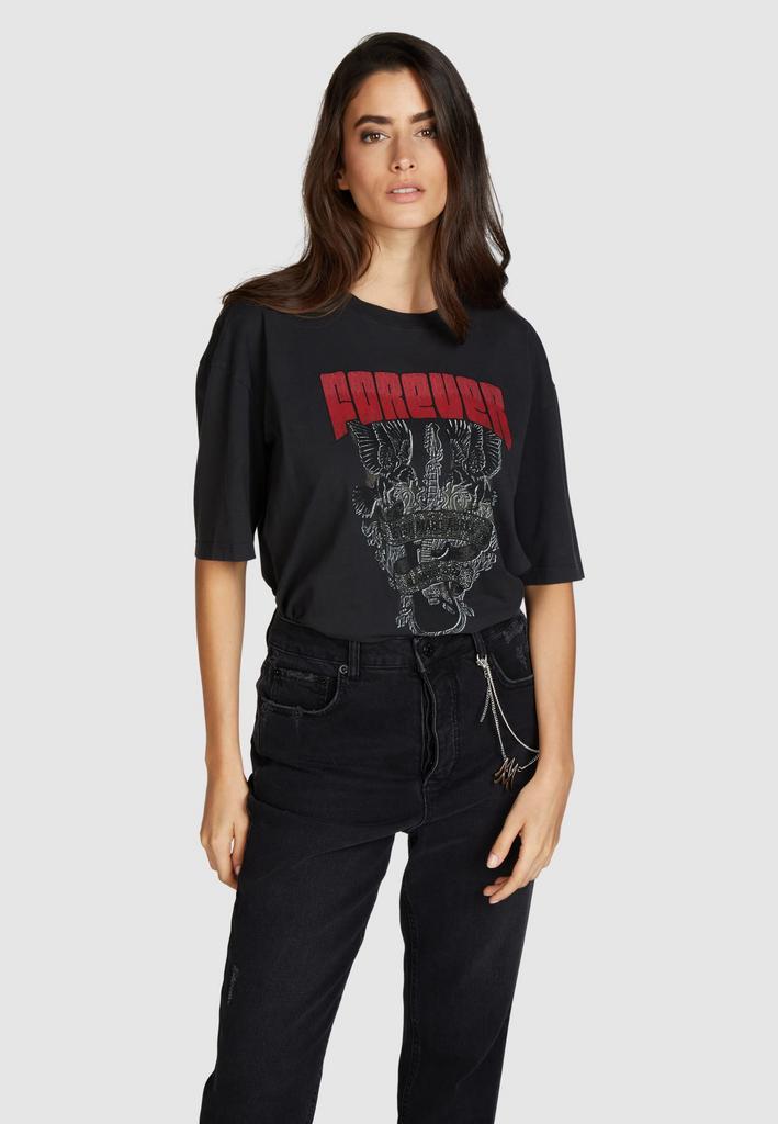 Футболка MARC AUREL 73644 черная стразами