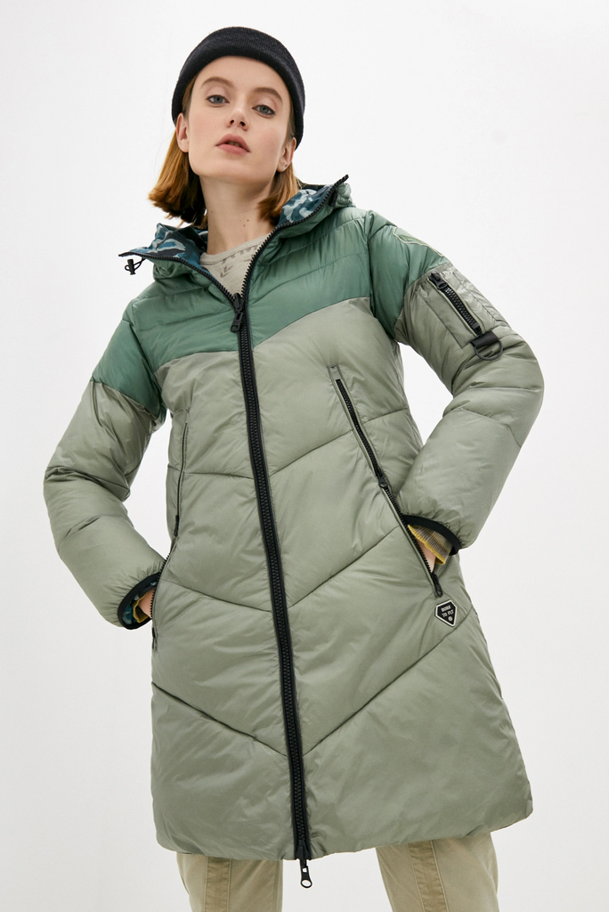 Куртка  удлиненная двусторонняя жен. AERONAUTICA 1984 зеленая