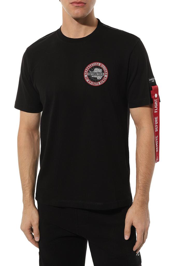 Футболка муж. AERONAUTICA 2143 черная нашивка