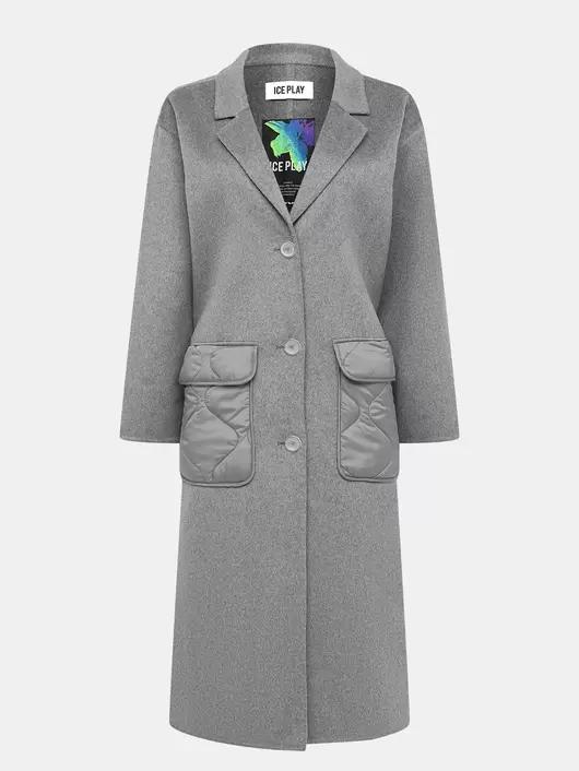 Пальто жен. ICE PLAY 011 серое шерсть