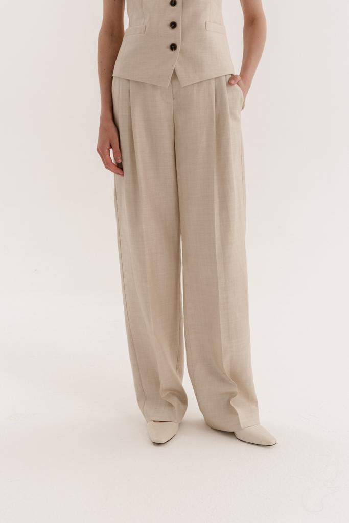 Брюки SEVEN LAB 03.710.136 бежевые прямые из льна