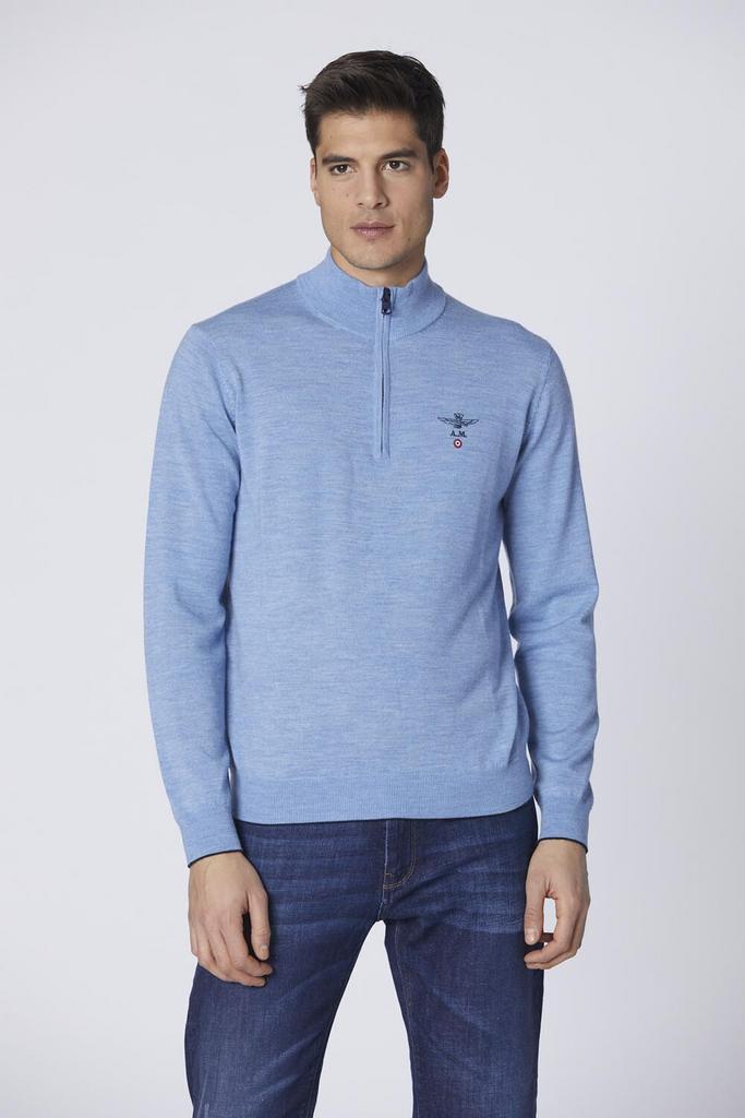 Джемпер муж. AERONAUTICA 1389 голубой, молния