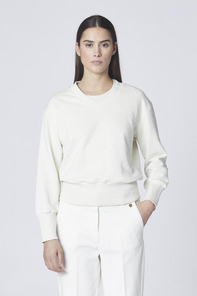 Свитшот жен AERONAUTICA 1969 молочный, стразы