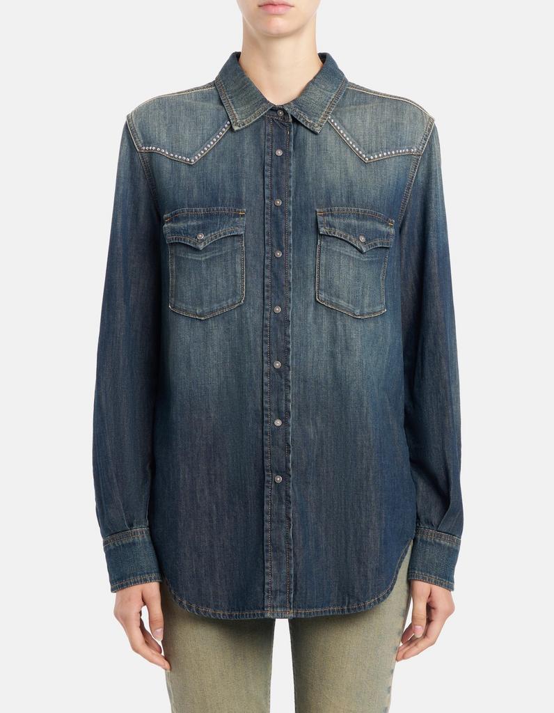 Рубашка DONDUP 406 синяя джинс, заклепки