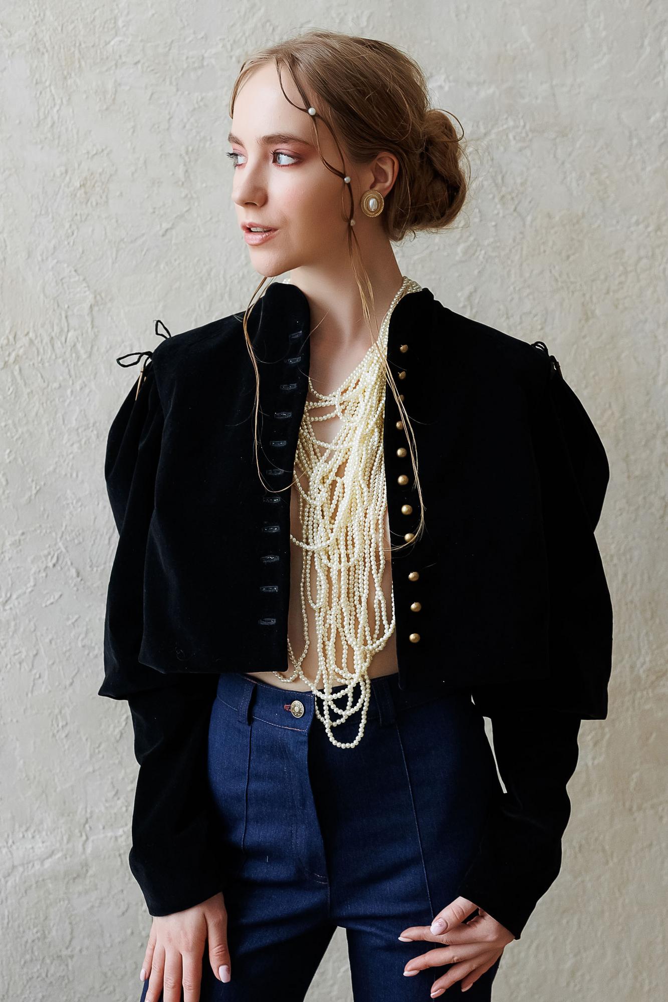 Жакет-кроп из винтажного бархата