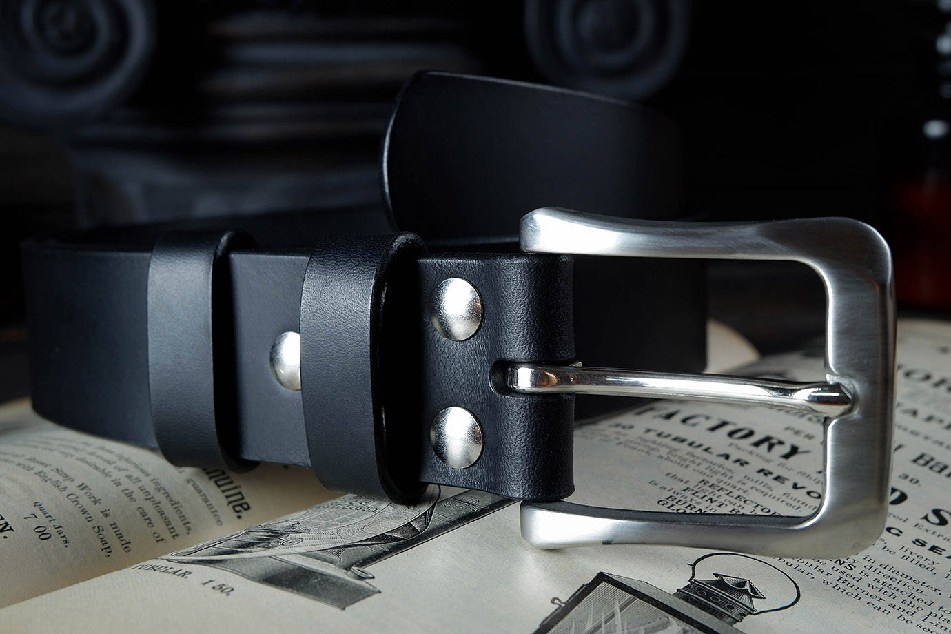 Ремень из итальянской кожи, нержавеющая сталь (IBL002)