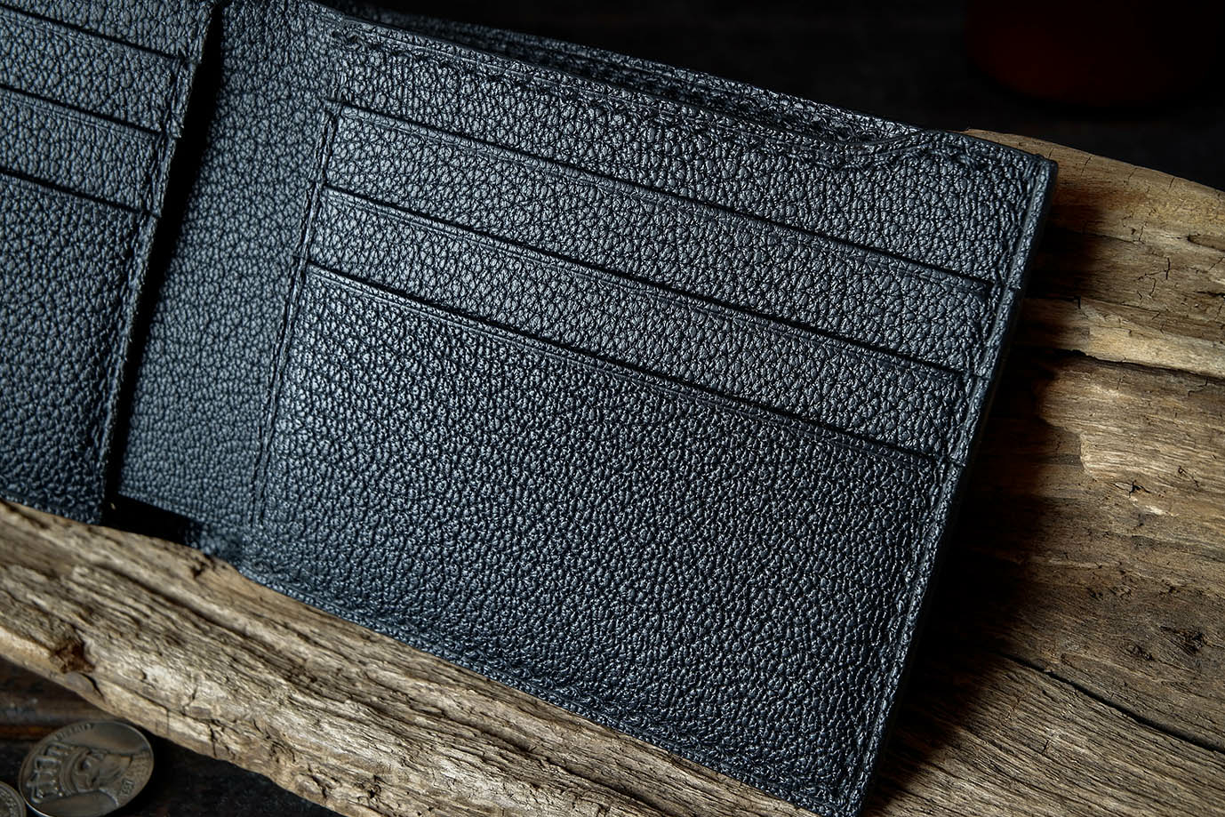 мужское портмоне, мужской кошелек, черная кожа, кожа козы, французская кожа, Hermes, заказать портмоне, купить портмоне, портмоне под заказ, ручная прошивка, ручная работа, натуральная кожа