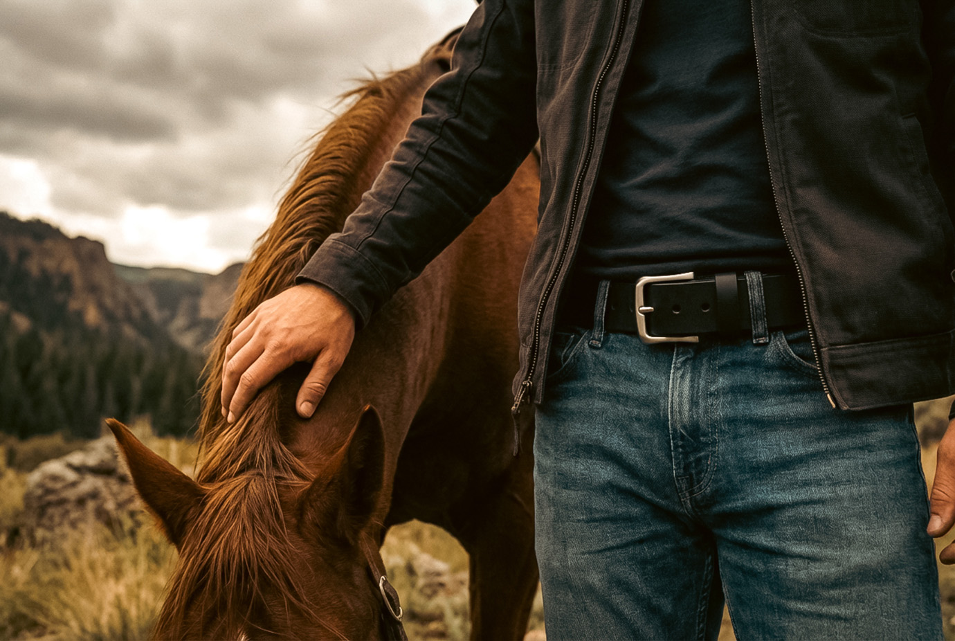 Ремень из японской кожи, нержавеющая сталь (JBSS01)