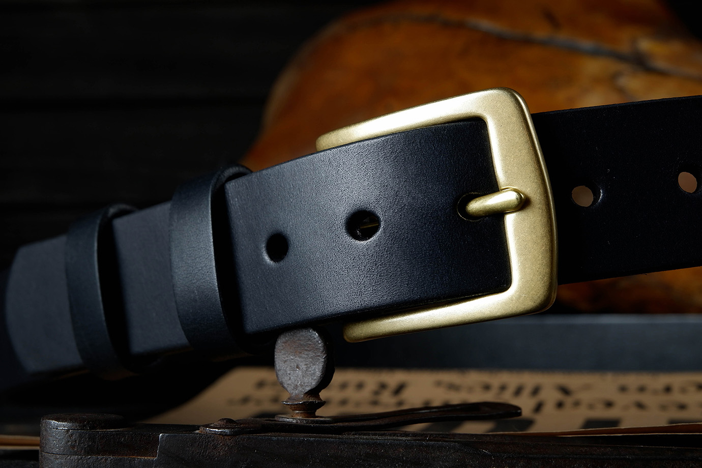 Ремень из японской кожи, литая латунь (JBL01)