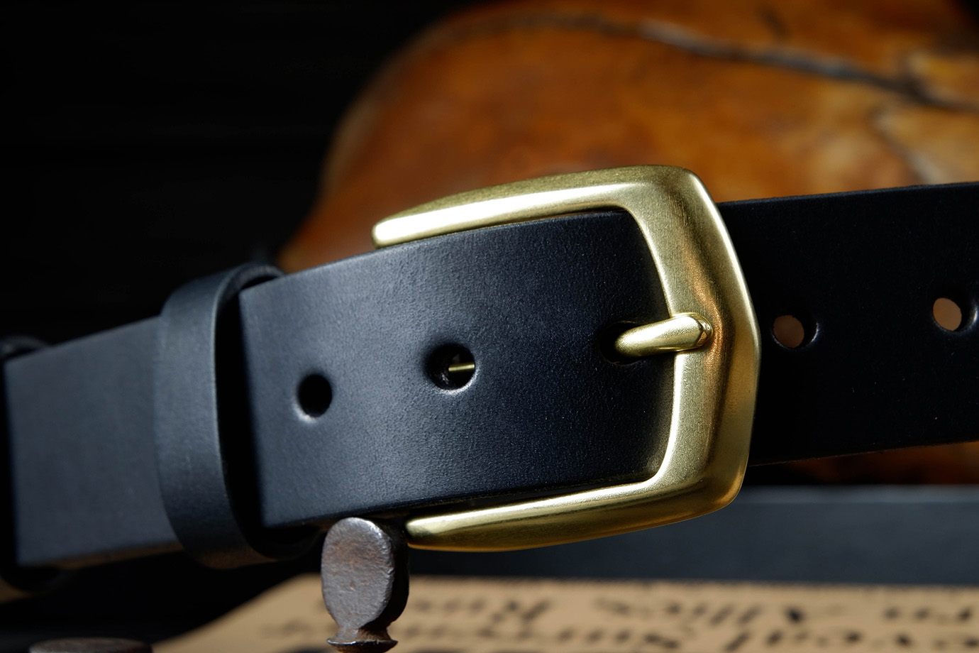 Ремень из японской кожи, литая латунь (JBL02)