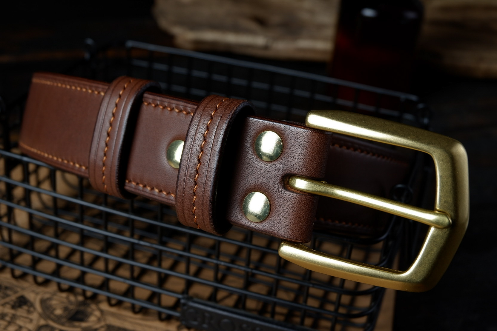Ремень из японской кожи, литая латунь (JBRL01)