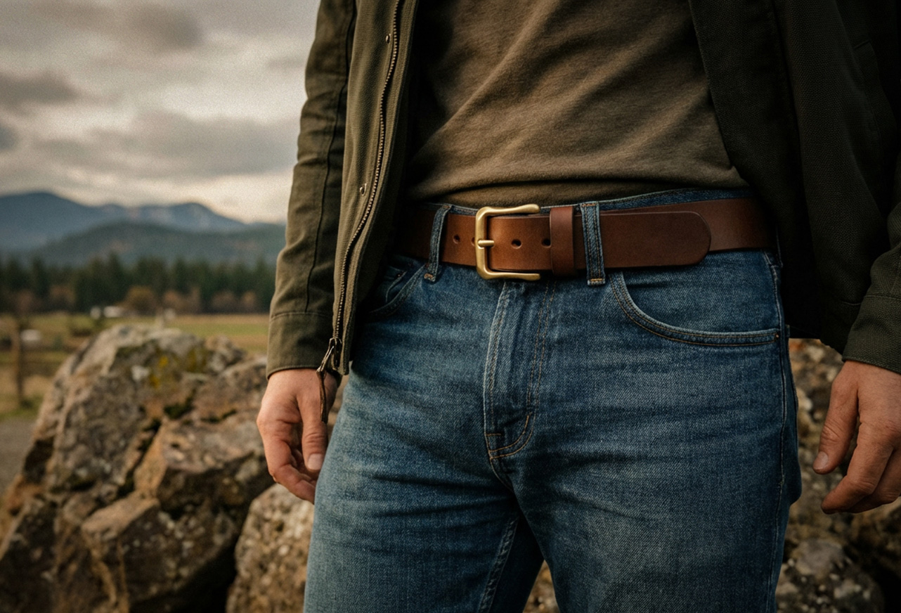 Ремень из японской кожи, литая латунь (JBRL02)