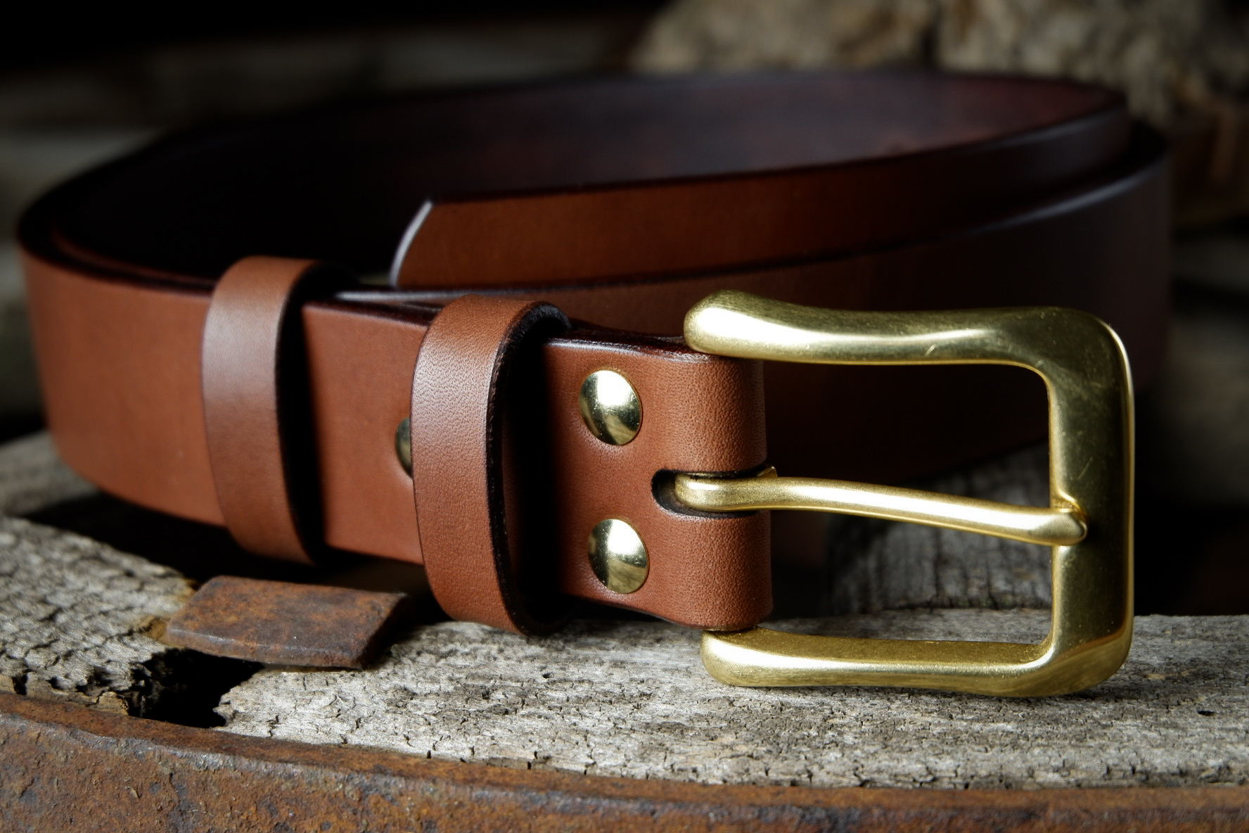 Ремень из японской кожи, литая латунь (JBRL02)