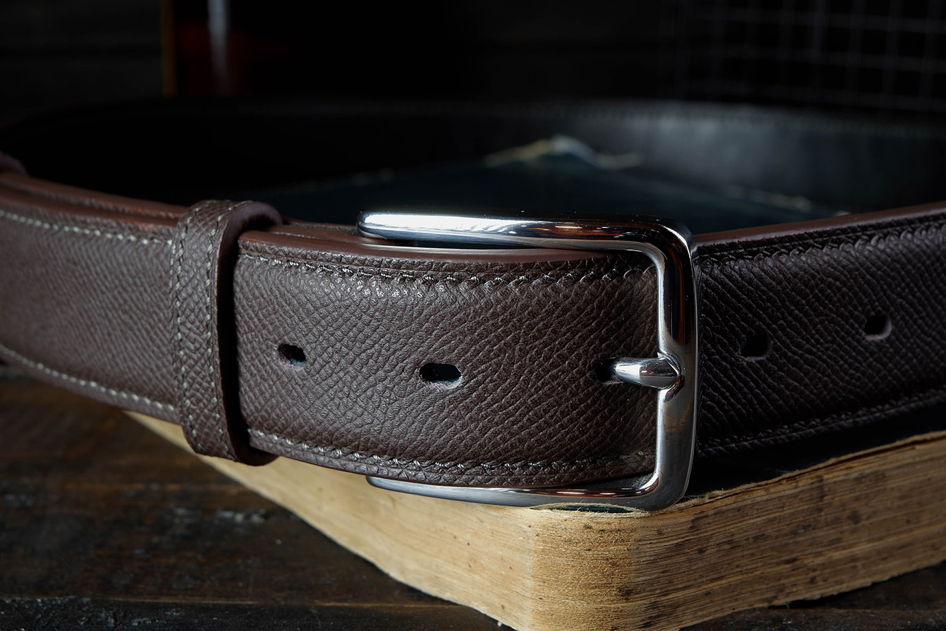 мужской ремень, кожаный ремень, для джинсов, для брюк, французская кожа, коричневая кожа, кожа Epsom, Hermes, пряжка нержавеющая сталь, ширина 35 мм, 3.5 см, ручная работа, Grossone, надежная пряжка, ручная прошивка, брючный, джинсовый ремень, классический ремень, купить ремень, заказать ремень, ремень под заказ, ремень большой размер, тресхлойный ремень, кевларовая вставка, с кевларом