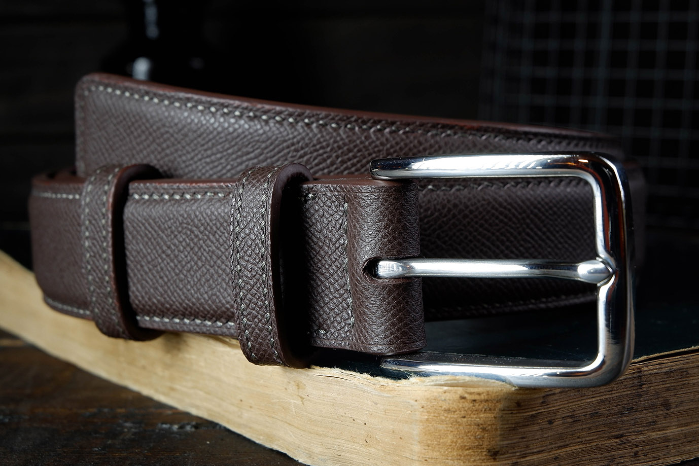 мужской ремень, кожаный ремень, для джинсов, для брюк, французская кожа, коричневая кожа, кожа Epsom, Hermes, пряжка нержавеющая сталь, ширина 35 мм, 3.5 см, ручная работа, Grossone, надежная пряжка, ручная прошивка, брючный, джинсовый ремень, классический ремень, купить ремень, заказать ремень, ремень под заказ, ремень большой размер, тресхлойный ремень, кевларовая вставка, с кевларом
