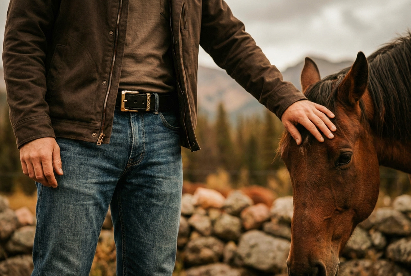 Ремень из японской кожи, литая латунь (JBL06)
