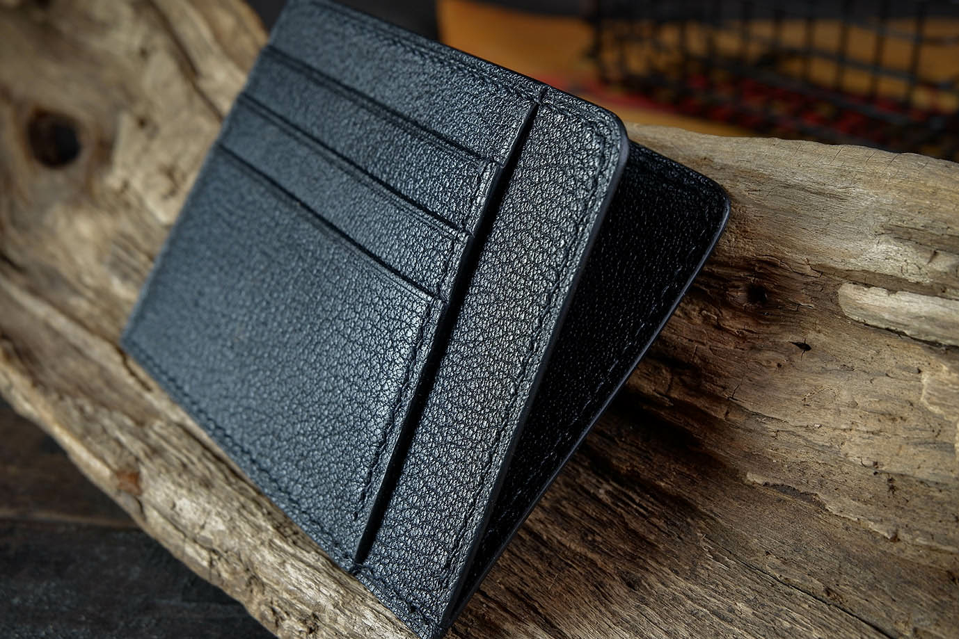 мужской картхолдер, черная кожа, кожа козы, французская кожа, Hermes, заказать картхолдер, купить картхолдер, картхолдер под заказ, ручная прошивка, ручная работа