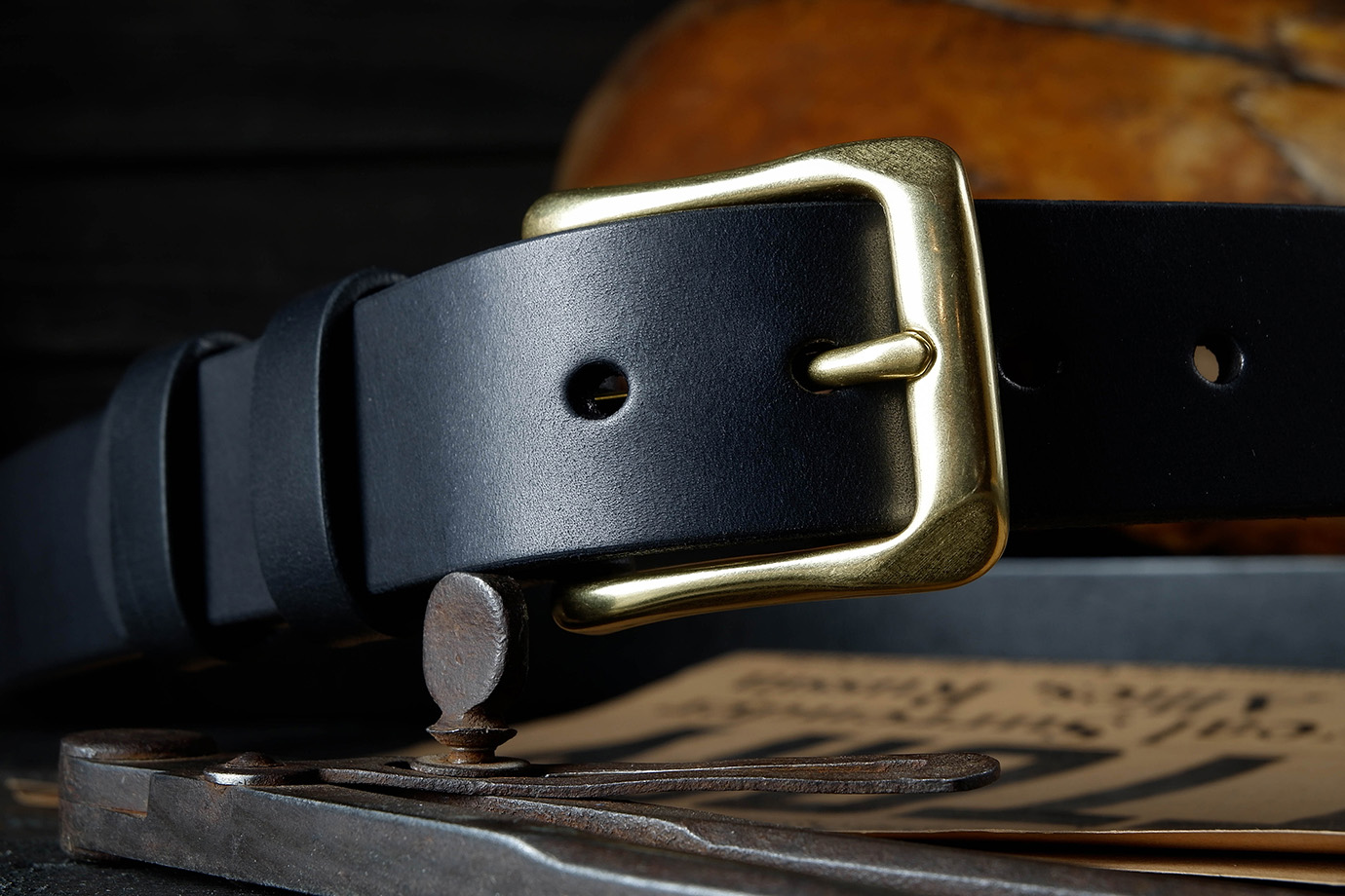 Ремень из японской кожи, литая латунь (JBL02)