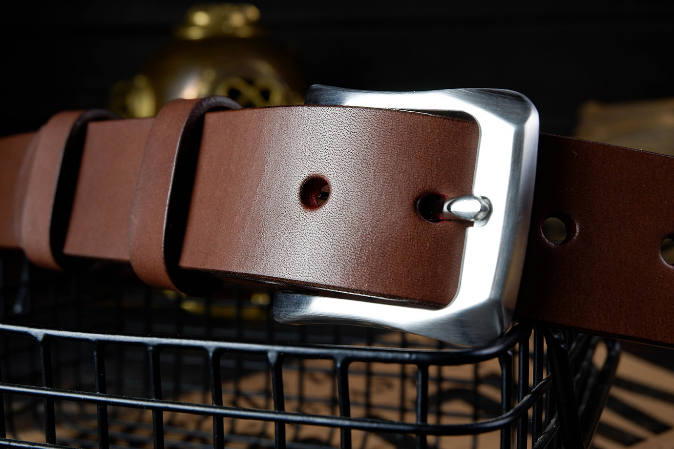 Ремень из японской кожи, нержавеющая сталь (JBRSS05)