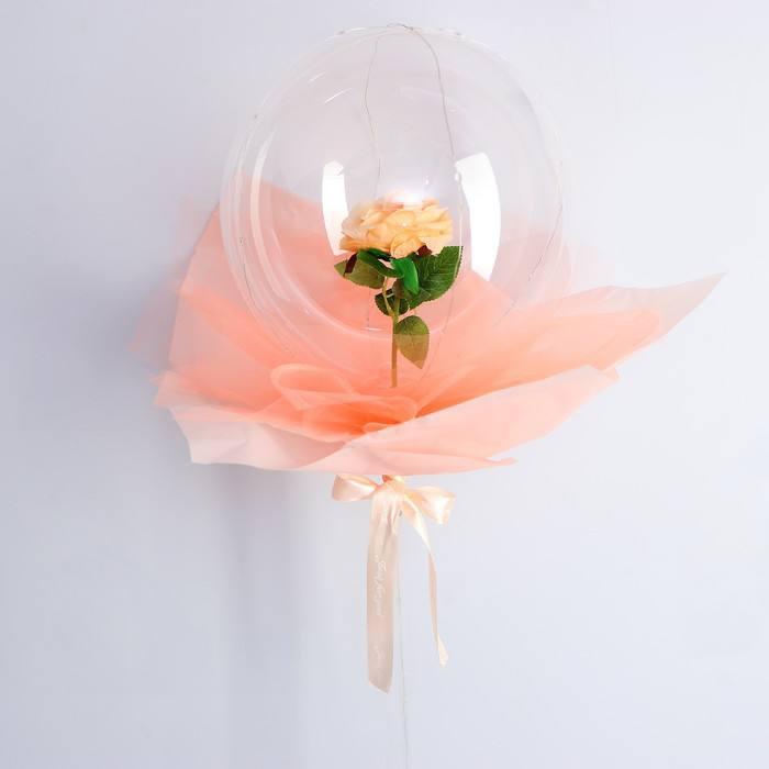 Прозрачный полимерный шарик с нежным цветочком внутри