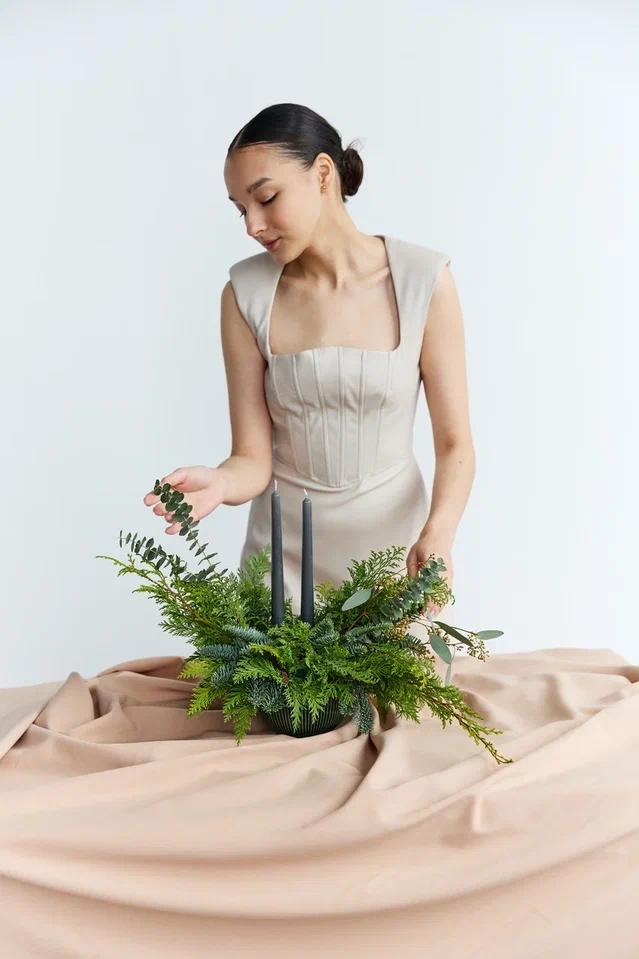 Новогодняя композиция со свечами 5000р