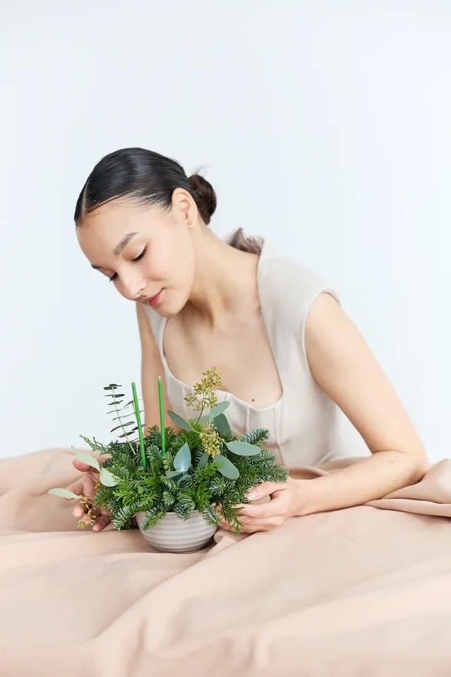 Новогодняя композиция со свечами 2500р