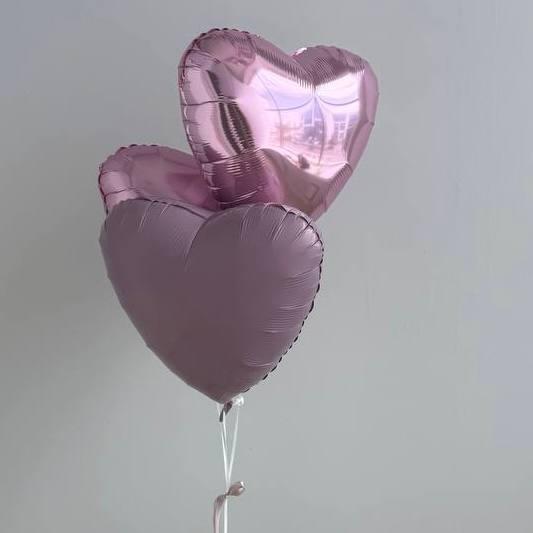 Сет шары сердца розовые микс 3 шт