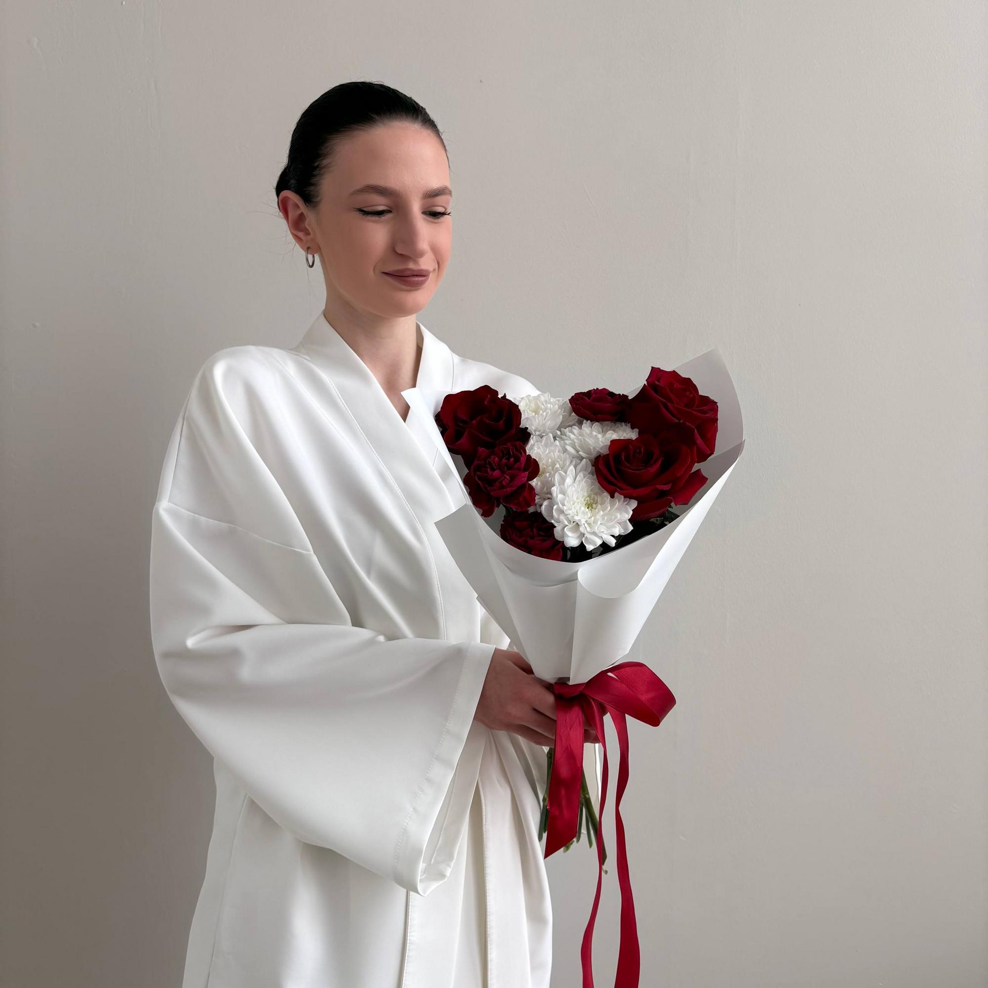 Сердечный букет с розами S