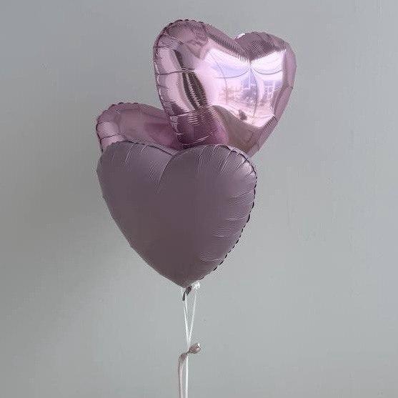 Сет шары сердца розовые микс 3 шт
