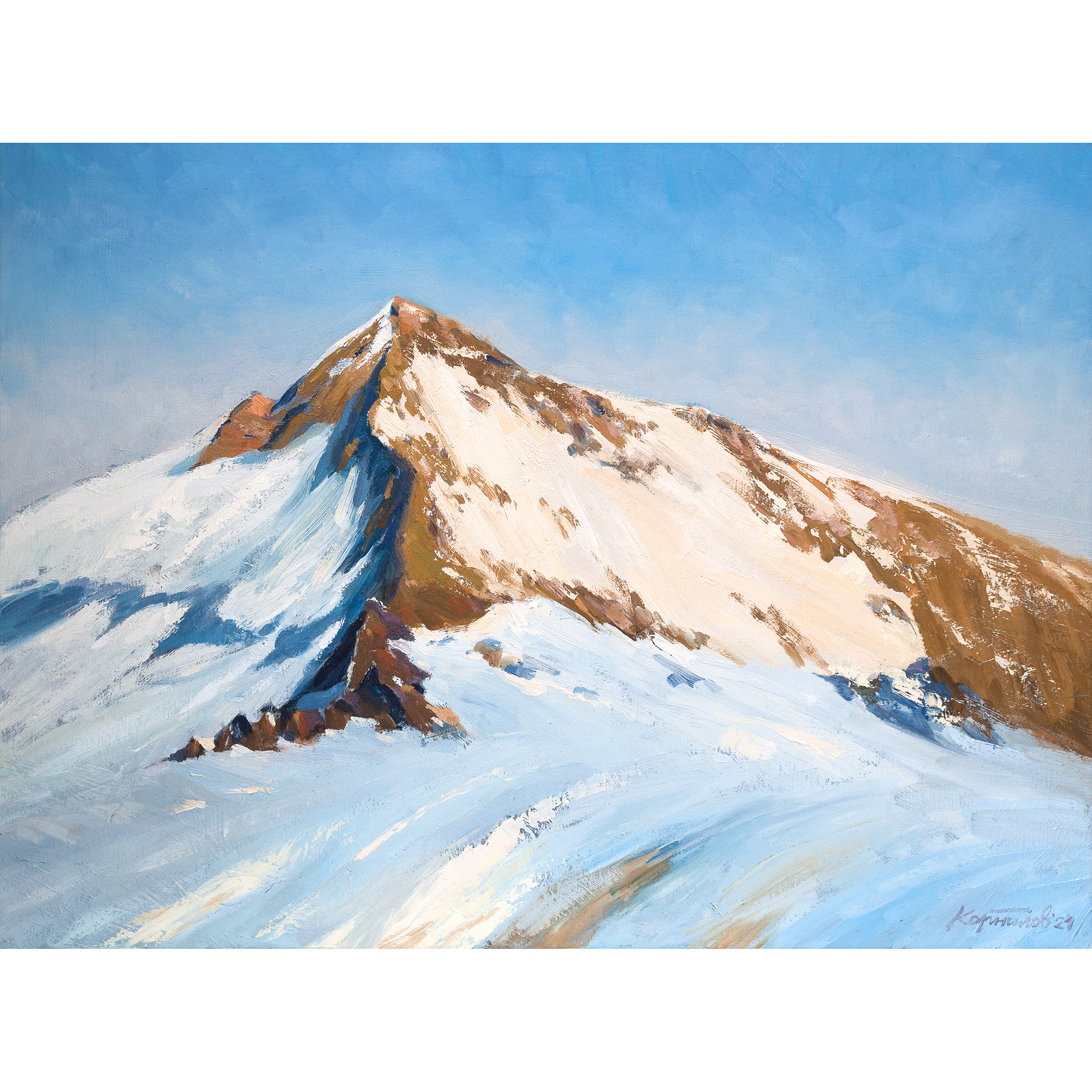 Гора, освещенная солнцем. 60х80см