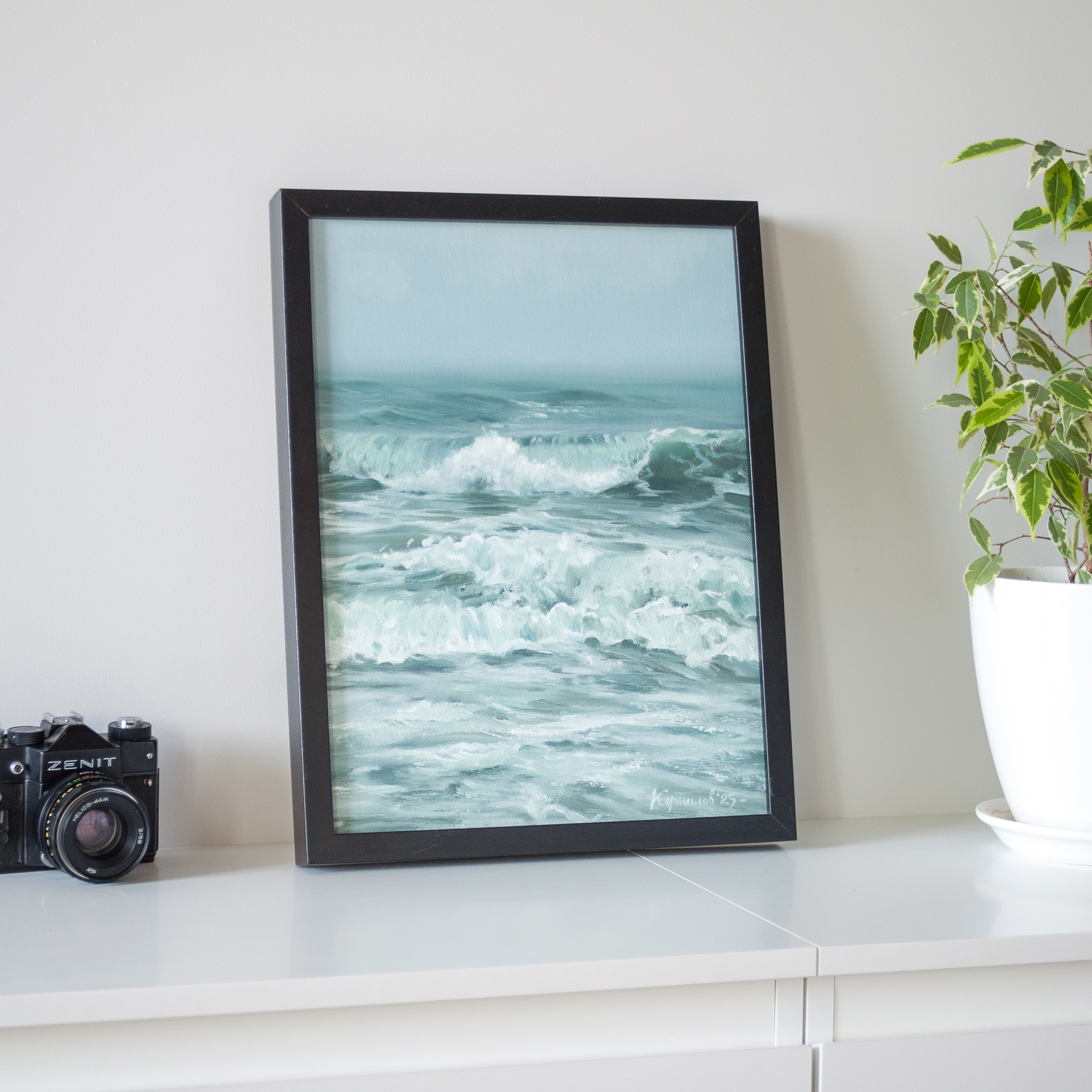 Волны в пасмурный день. 40х30см